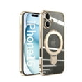 thumbnail image 1 of Allytechgroup Case for Apple iPhone 16 [Compatible with MagSafe], 360° Rotatable Invisible Magnetic Ring Stand [Camera Lens Protector] Military-Grade Plating Clear Shockproof Shell Phone Cover, Gold, 1 of 11
