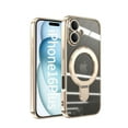thumbnail image 1 of Allytechgroup Case for Apple iPhone 16 Plus [Compatible with MagSafe], 360° Rotatable Invisible Magnetic Ring Stand [Camera Lens Protector] Military-Grade Plating Clear Shockproof Phone Cover,Gold, 1 of 11