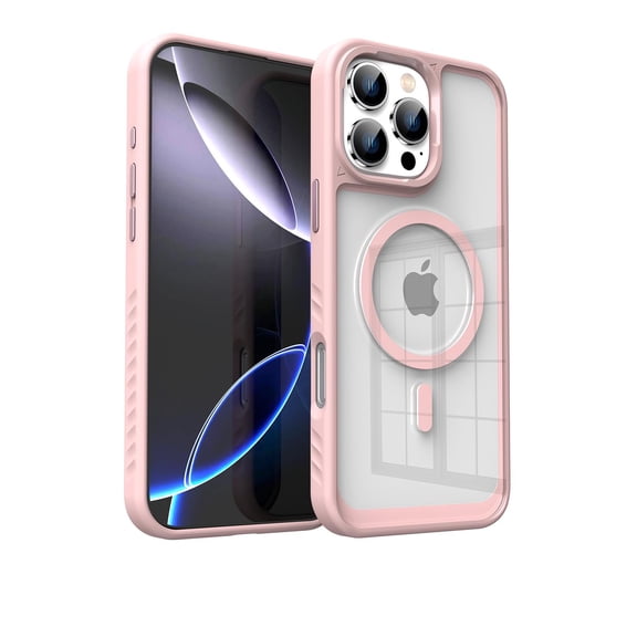 Allytechgroup Case for Apple iPhone 16 Plus, Compatible with MagSafe Military Grade Drop Protection Strong Mangetic Scratch-Resistant Anti-Yellow Clear Back Phone Cover with TPU Bumper, Pink