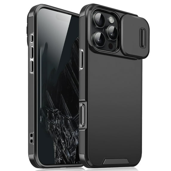 Allytechgroup Case for Apple iPhone 16 Plus, Include 1x Screen Protector Sliding Camera Lens Protector Heavy Duty Shockproof Anti-Scratch Slim Fit Phone Case for Women Men, Black