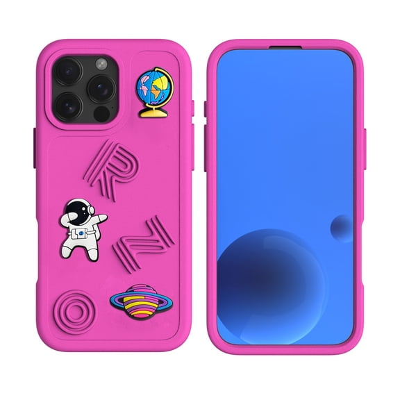 Allytechgroup Case for Apple iPhone 17 Pro, Slim Llightweight Durable Soft EVA Foam Shockproof Back Shell Anti-Slip Drop Proof Heavy Duty Protection Cute Cartoon Protective Phone Cover, Rose