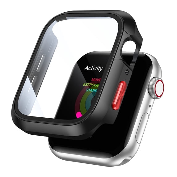 Allytechgroup Case Compatible for Apple Watch Series 9/8/7 41mm Screen Protector, Full Hard PC Scratch Resistant Bumper Protective Cover for iWatch Series 9/8/7 41mm, Black