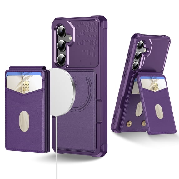 Allytechgroup Case Compatible with Mag-safe for Samsung Galaxy A24 4G,RFID Blocking 2 in 1 Detachable PU Leather Magnetic Wallet Case with Credit Card Slots Kickstand Shockproof Cover, Purple