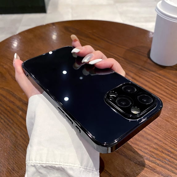 Allytechgroup Case Compatible with iPhone 13 Pro Max, Luxury Plating Full Camera Lens Protection Shockproof Slim Thin Case Cover for iPhone 13 Pro Max, Black