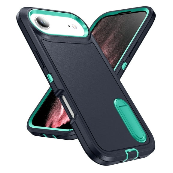 Allytechgroup Case Compatible with iPhone Air with Hidden Kickstand, [Military Grade Drop Protection] Soft TPU Hard PC Bumper Non-Slip Shockproof Full Protective Case, Blue+Mint