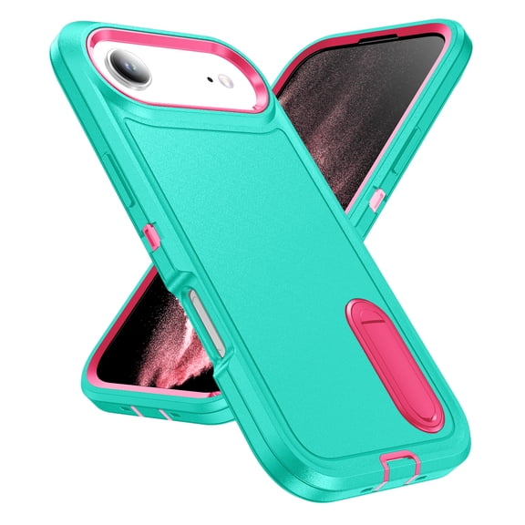 Allytechgroup Case Compatible with iPhone Air with Hidden Kickstand, [Military Grade Drop Protection] Soft TPU Hard PC Bumper Non-Slip Shockproof Full Protective Case, Mint+Rose