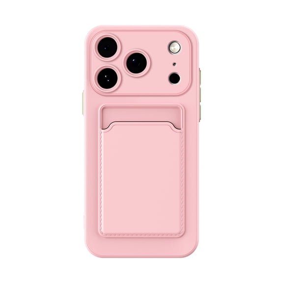 Allytechgroup Case Compatible with iPhone 17 Pro, [Card Holder] [Soft TPU] [Ultra Slim & Lightweight] Shockproof Anti-Fingerprint Case for iPhone 17 Pro, Pink