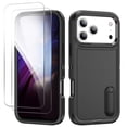 thumbnail image 1 of Allytechgroup Case Compatible with iPhone 17 Pro with Hidden Kickstand, [Military Grade Drop Protection] Soft TPU Hard PC Bumper Non-Slip Shockproof Full Protective Case, Black, 1 of 8