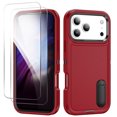 thumbnail image 1 of Allytechgroup Case Compatible with iPhone 17 Pro with Hidden Kickstand, [Military Grade Drop Protection] Soft TPU Hard PC Bumper Non-Slip Shockproof Full Protective Case, Red+Black, 1 of 8