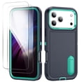 thumbnail image 1 of Allytechgroup Case Compatible with iPhone 17 Pro Max with Hidden Kickstand, [Military Grade Drop Protection] Soft TPU Hard PC Bumper Non-Slip Shockproof Full Protective Case, Blue+Mint, 1 of 8