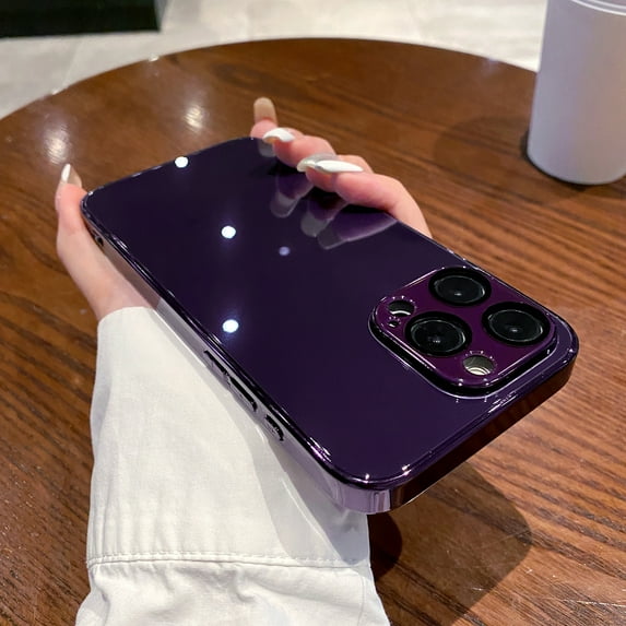 Allytechgroup Case Compatible with iPhone 14, Luxury Plating Full Camera Lens Protection Shockproof Slim Thin Case Cover for iPhone 14, Darkpurple
