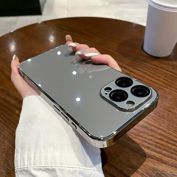 Allytechgroup Case Compatible with iPhone 14, Luxury Plating Full Camera Lens Protection Shockproof Slim Thin Case Cover for iPhone 14, Gray