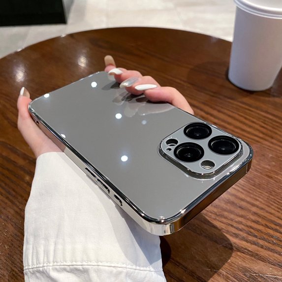 Allytechgroup Case Compatible with iPhone 14 Pro, Luxury Plating Full Camera Lens Protection Shockproof Slim Thin Case Cover for iPhone 14 Pro, Gray