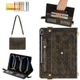thumbnail image 1 of Allytechgroup Case for Galaxy Tab S10 Plus/S9 Plus/S8+/S7 FE/S7+ 12.4", PU Leather Folio Business Stand Smart Cover Pen Holder Hand Strap Protective Wallet Bag Case, Blackgold, 1 of 9