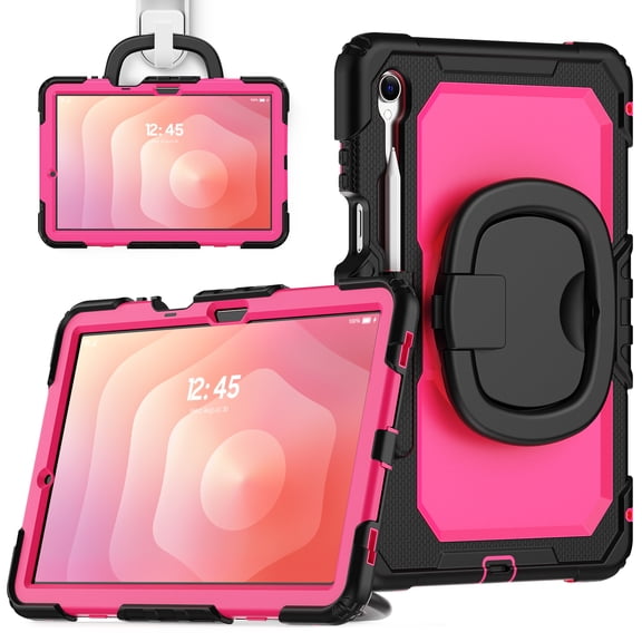 Allytechgroup Case for Galaxy Tab S11 2025 11 Inch, Built-in Screen Protection & Kickstand Military Grade Drop Protection Shockproof Case for Samsung Tab S11 5G SM-X736B/ SM-X730, RoseBlack