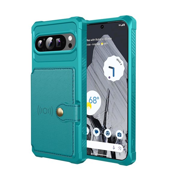 Allytechgroup Case for Google Pixel 10 /10 Pro, Flip Card Pocket Feature Magnetic Car Mount Shockproof Anti-drop Heavy Duty Protective Case Shockproof Bumper for Google Pixel 10 /10 Pro, Green