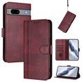thumbnail image 1 of Allytechgroup Case for Google Pixel 7A with Credit Card Slot, RFID Blocking PU Leather Flip Wallet Stand Phone Case with Lanyard Shockproof and Anti-Scratch Cover for Google Pixel 7A, Winered, 1 of 6