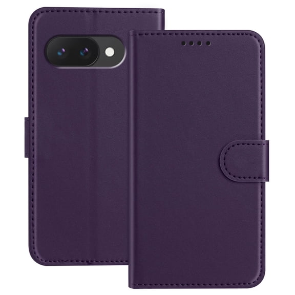 Allytechgroup Case for Google Pixel 9A with Credit Card Slot, Slim Luxury PU Rugged Non-Slip Grip Shockproof Bumper Full Body Protective Cover Men Women Phone Case for Google Pixel 9A, Purple