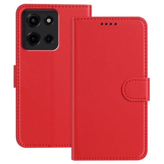 Allytechgroup Case for Motorola G Stylus 5G (2025) with Credit Card Slot, Slim Luxury PU Rugged Non-Slip Grip Shockproof Bumper Full Body Protective Cover Men Women Phone Case, Red