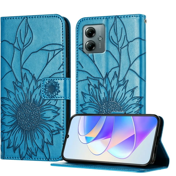 Allytechgroup Case for Motorola Moto G Power (2025) with Credit Card Slot, PU Leather RFID Blocking Flip Wallet Phone Case Stand Shockproof Protective Back Cover for Motorola Moto G Power (2025), Blue