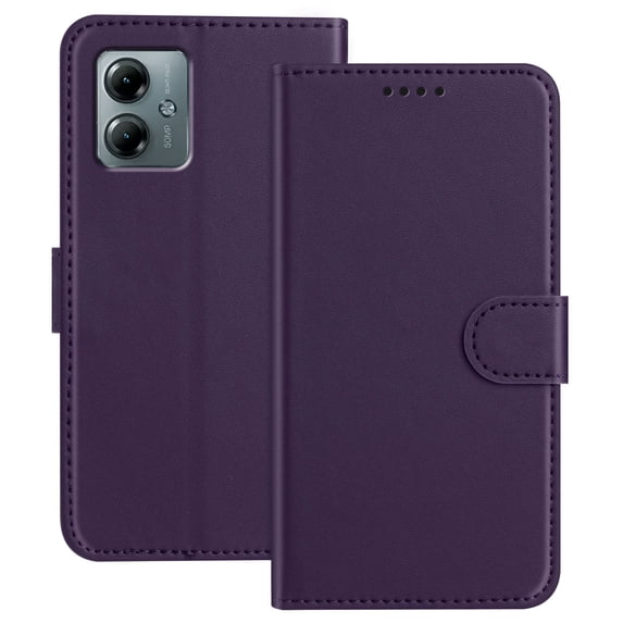 Allytechgroup Case for Motorola Moto G Power (2025) with Credit Card Slot, Slim Luxury PU Rugged Non-Slip Grip Shockproof Bumper Full Body Protective Cover Men Women Phone Case, Purple