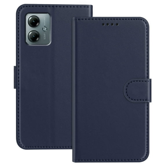 Allytechgroup Case for Motorola Moto G Power (2025) with Credit Card Slot, Slim Luxury PU Rugged Non-Slip Grip Shockproof Bumper Full Body Protective Cover Men Women Phone Case, Blue