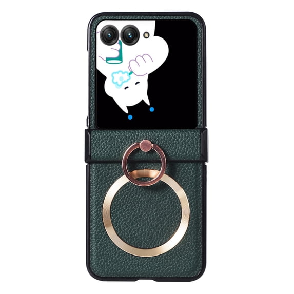 Allytechgroup Case for Motorola Moto Razr 40 Ultra,Shockproof Leather Magnetic Mag Safe Case Ring Holder Kickstand Wireless Charging Cover for Moto Razr 40 Ultra ,Green
