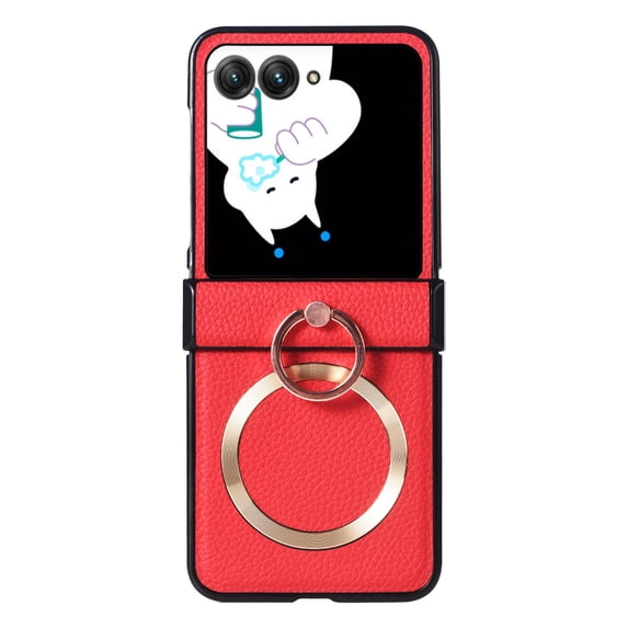 Allytechgroup Case for Motorola Moto Razr 40 Ultra,Shockproof Leather Magnetic Mag Safe Case Ring Holder Kickstand Wireless Charging Cover for Moto Razr 40 Ultra ,Red