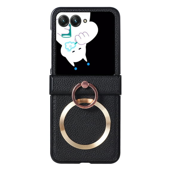Allytechgroup Case for Motorola Moto Razr Ultra 2025,Shockproof Leather Magnetic Mag Safe Case Ring Holder Kickstand Wireless Charging Cover for Moto Razr Ultra 2025,Black