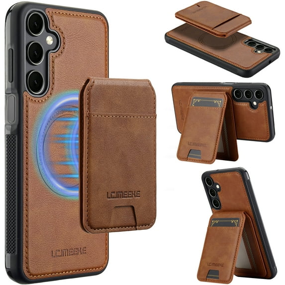 Allytechgroup Case for Samsung Galaxy A14 5G, 2 In 1 Wallet Stand Case with Detachable Card Holder Support Wireless Charging Shockproof Magnetic Back Cover for Samsung Galaxy A14 5G, Brown