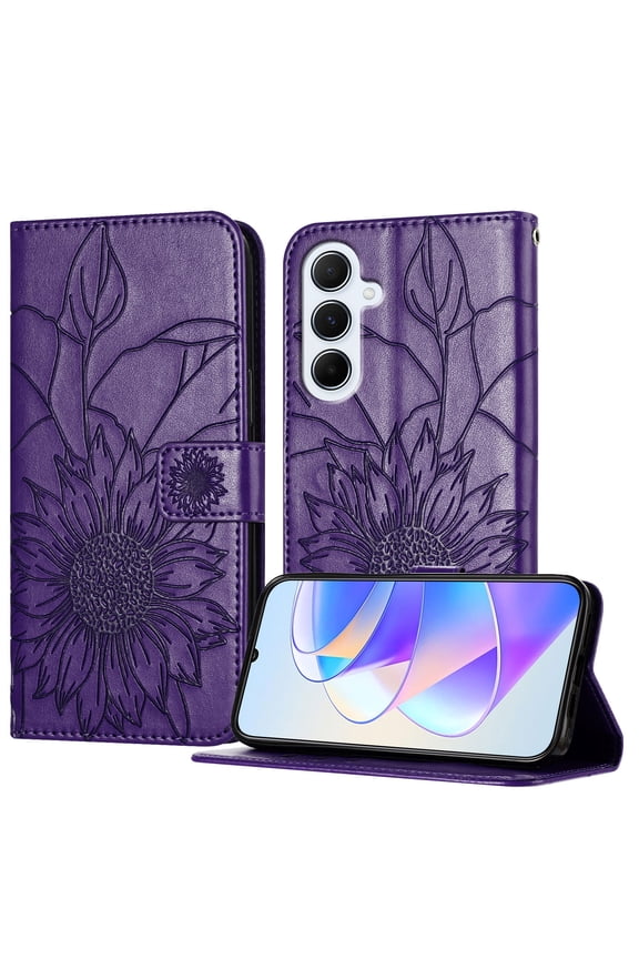 Case for Samsung Galaxy A26 5G with Credit Card Slot, PU Leather RFID Blocking Flip Wallet Phone Case Stand Shockproof Protective Back Cover for Samsung Galaxy A26 5G, Darkpurple