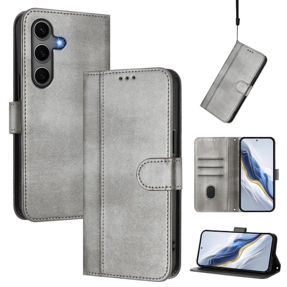 Allytechgroup Case for Samsung Galaxy A26 5G with Credit Card Slot, RFID Blocking PU Leather Flip Wallet Stand Phone Case with Lanyard Shockproof and Anti-Scratch Cover for Galaxy A26 5G, Gray