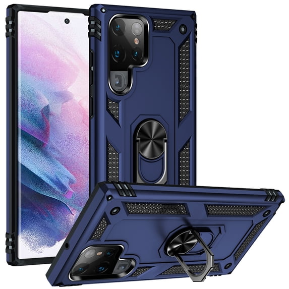 Allytechgroup Case for Samsung Galaxy A36 5G, Military Grade Protection Shockproof Cover with Metal Rotatable Ring Stand, Magnetic Car Mount Holder Case for Samsung Galaxy A36 5G, Blue