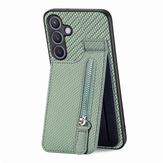 Allytechgroup RFID Blocking Credit Card Slot Kickstand Shockproof Leather Wallet Cell Phone Case for Samsung Galaxy A55, Green