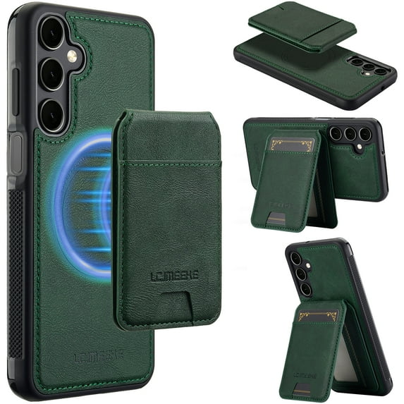 Allytechgroup Case for Samsung Galaxy A56 5G, 2 In 1 Wallet Stand Case with Detachable Card Holder Support Wireless Charging Shockproof Magnetic Back Cover for Samsung Galaxy A56 5G, Green