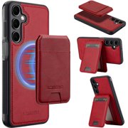Allytechgroup Case for Samsung Galaxy A56 5G, 2 In 1 Wallet Stand Case with Detachable Card Holder Support Wireless Charging Shockproof Magnetic Back Cover for Samsung Galaxy A56 5G, Red