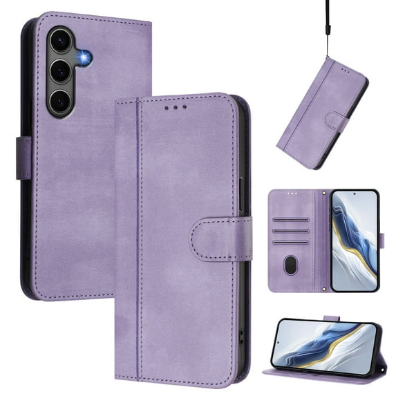 Allytechgroup Case for Samsung Galaxy A56 5G with Credit Card Slot, RFID Blocking PU Leather Flip Wallet Stand Phone Case with Lanyard Shockproof and Anti-Scratch Cover for Galaxy A56 5G, Purple