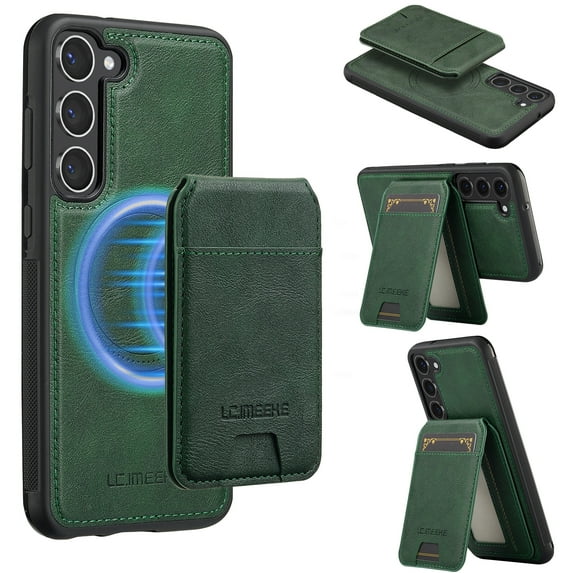 Allytechgroup Case for Samsung Galaxy S21, 2 In 1 Wallet Stand Case with Detachable Card Holder Support Wireless Charging Shockproof Magnetic Back Cover for Samsung Galaxy S21, Green