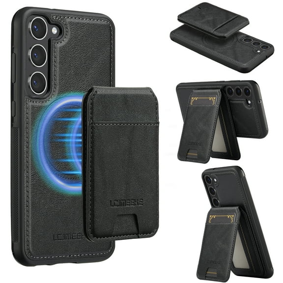 Allytechgroup Case for Samsung Galaxy S21+, 2 In 1 Wallet Stand Case with Detachable Card Holder Support Wireless Charging Shockproof Magnetic Back Cover for Samsung Galaxy S21+, Black
