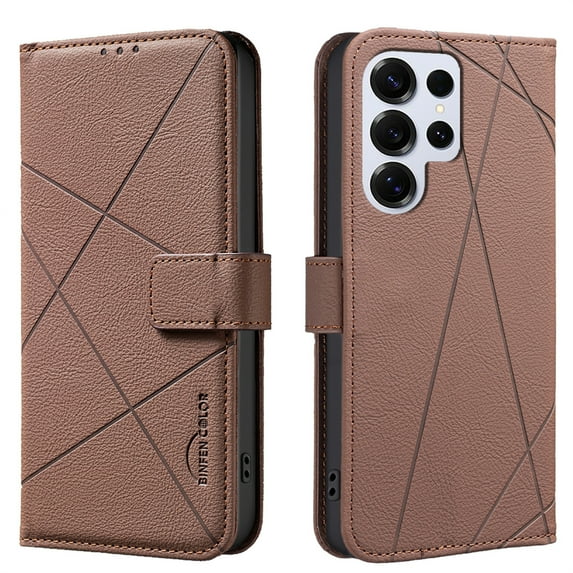 Allytechgroup Case for Samsung Galaxy S21 Ultra with Credit Card Slot, RFID Blocking PU Leather Slim Stand Wallet Flip Case Shockproof Full Body Cover Bumper for Samsung Galaxy S21 Ultra, Brown