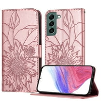 Allytechgroup Case for Samsung Galaxy S22 Plus with Credit Card Slot, PU Leather RFID Blocking Flip Wallet Phone Case Stand Shockproof Protective Back Cover for Samsung Galaxy S22 Plus, Rosegold