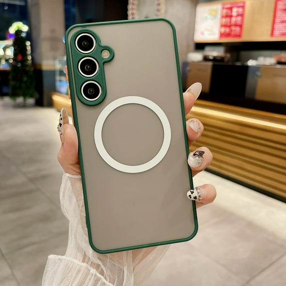 Allytechgroup Shockproof Magnetic Wireless Charging Support Slim Fit Back Cover Cell Phone Case for Samsung Galaxy S22 Plus, Green