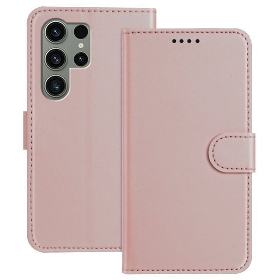 Allytechgroup Case for Samsung Galaxy S23 Ultra with Credit Card Slot, Slim PU Rugged Non-Slip Grip Shockproof Bumper Full Body Protective Cover Men Women Phone Case for Galaxy S23 Ultra, Rosegold