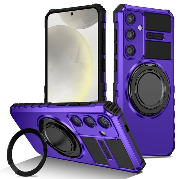 Allytechgroup Case for Samsung Galaxy S24 with 1 Pack Screen Protector, 360° Rotatable Magnetic Ring Stand - Compatible with MagSafe Military-Grade Protection Slim Fit Cover for Women Men, Purple