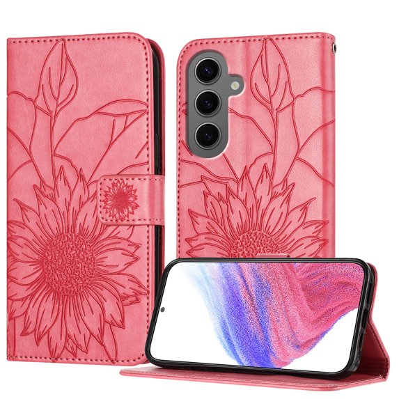 Allytechgroup Case for Samsung Galaxy S24+ with Credit Card Slot, PU Leather RFID Blocking Flip Wallet Phone Case Stand Shockproof Protective Back Cover for Samsung Galaxy S24+, Rose