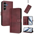 thumbnail image 1 of Allytechgroup Case for Samsung Galaxy S24 with Credit Card Slot, RFID Blocking PU Leather Flip Wallet Stand Phone Case with Lanyard Shockproof and Anti-Scratch Cover for Samsung Galaxy S24, Winered, 1 of 6