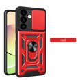 thumbnail image 1 of Allytechgroup Case for Samsung Galaxy S24 FE,  Slim Phone Case with Slide Lens Cover, [Rotated Ring Kickstand] Heavy Duty [Military Grade Protection] Silicone Shockproof Rugged Case, Red, 1 of 9