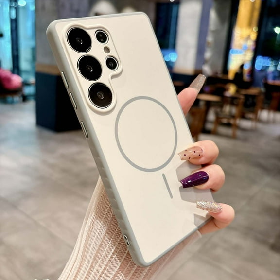 Allytechgroup Case for Samsung Galaxy S24 Ultra, Support Wireless Charging Anti-Fingerprint Non-Slip Anti-Scratch Rugged Shockproof Magnetic Back Cover for Samsung Galaxy S24 Ultra, Gray