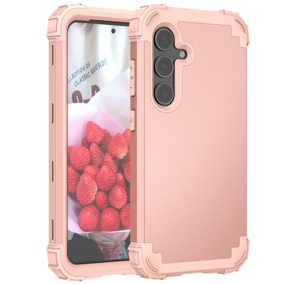 Allytechgroup Case for Samsung Galaxy S25+ with 1 Pack Screen Protector, Soft TPU + Rugged PC Triple-Layers Four Corners Protection Shockproof Case for Samsung Galaxy S25 Plus, Rosegold
