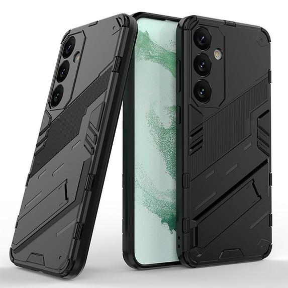 Allytechgroup Case for Samsung Galaxy S25, Built-in Invisible Kickstand, Camera Screen Protection, Slim Lightweight Four Corners Drop Protection Shockproof Rugged PC Back Case, Black